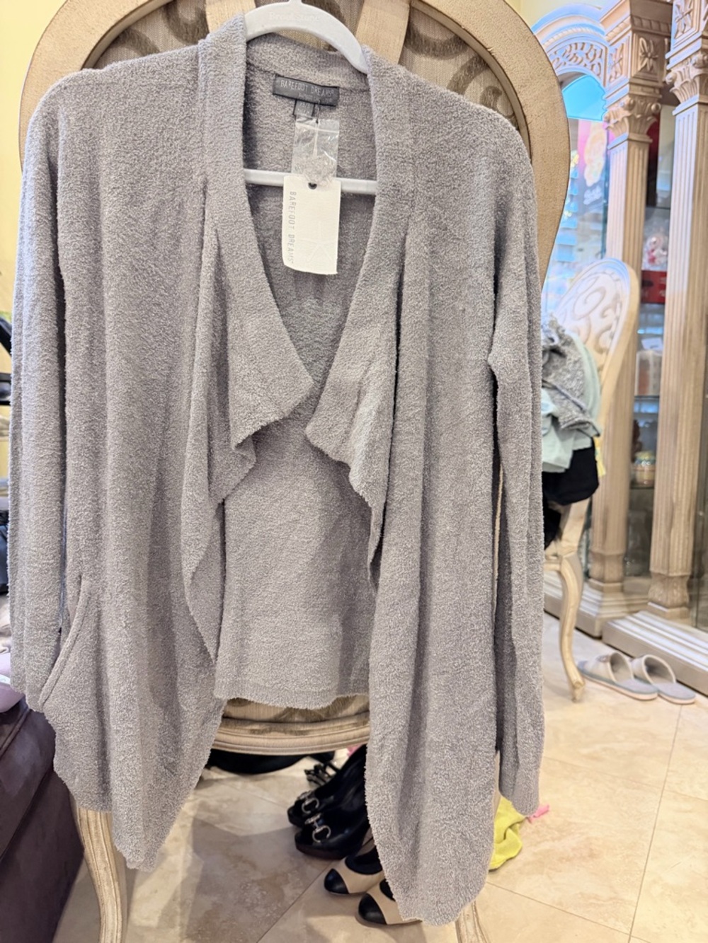 Barefoot Dreams Light Gray Open-Front Cardigan